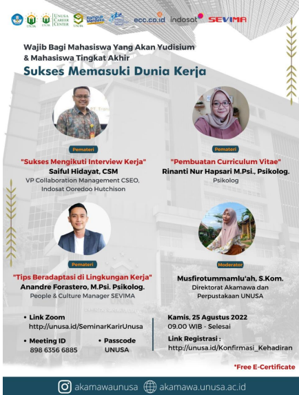 “Webinar : Sukses Memasuki Dunia Kerja”